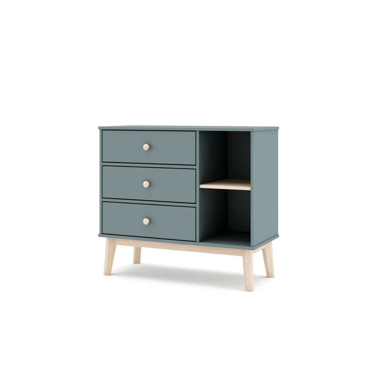 KOMMODE Esteban Grün 90/40/81 cm - Grün, Holz (40/81/90cm) - Calicosy