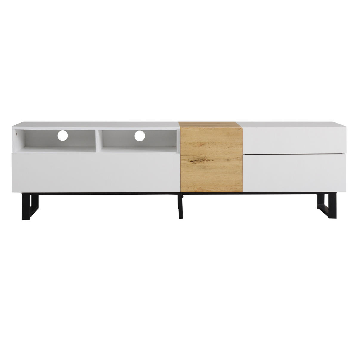 TV-ELEMENT mit Stauraum 180 x 38 x 50 cm MDF Weiß Holzoptik - Weiß, Holzwerkstoff (38/50/180cm) - Beauniv