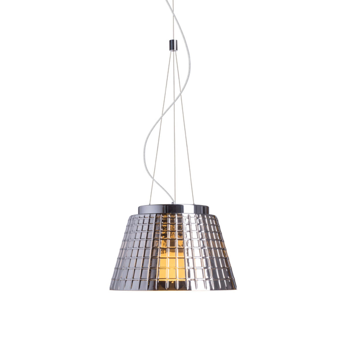 PENDELLEUCHTE CORONA Chromglas 15 W - Chromfarben, Metall (30/30/120cm) - Rendl