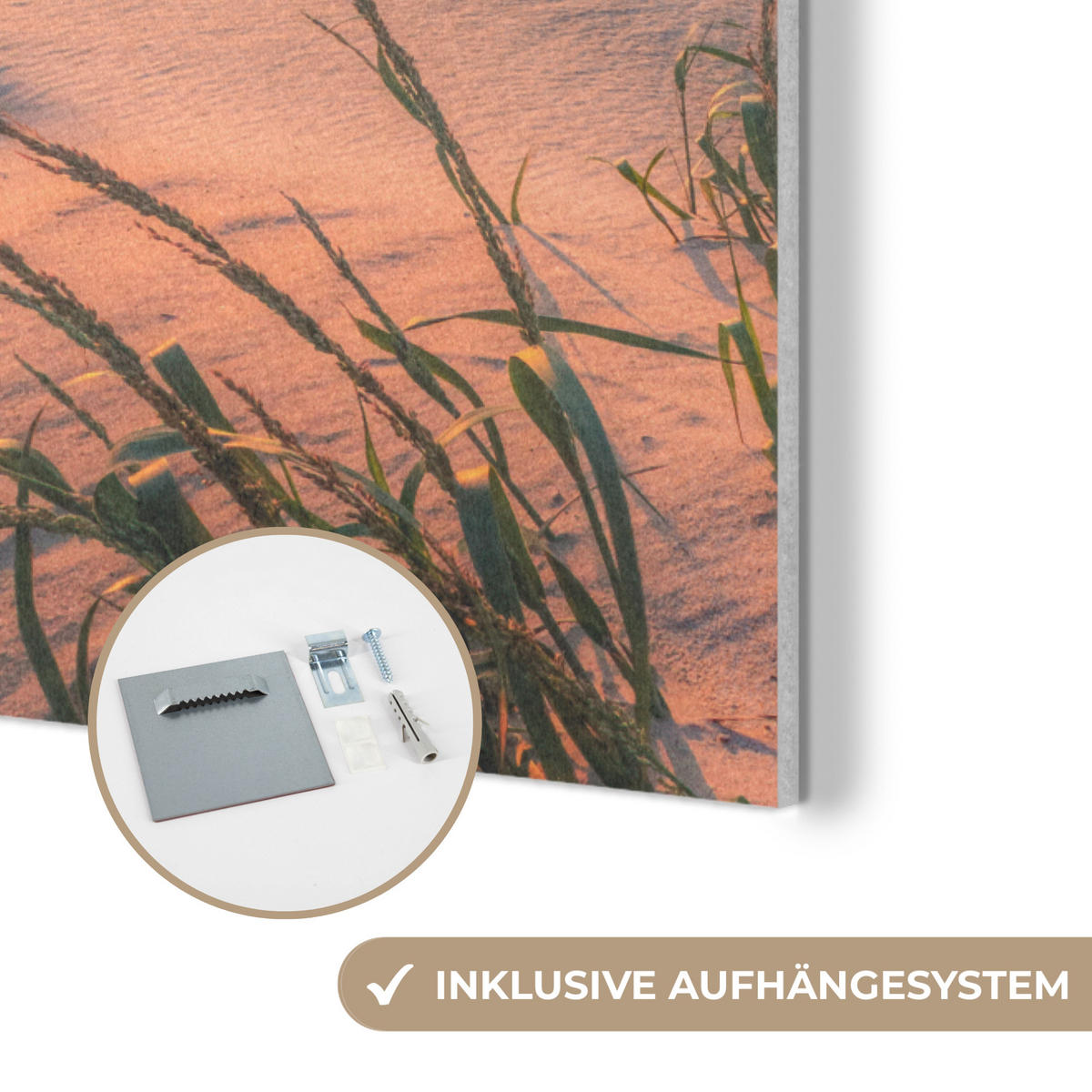 AKUSTIKBILD Strand - Meer - Düne - Sonnenuntergang - Landschaft Wanddeko 60x90 cm - Beige, Kunststoff (60/90/0.9cm) - MuchoWow