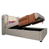 POLSTERBETT 90/200 cm mit Bettkasten, Leselicht & USB in Beige - Beige, Textil (90/200cm) - BEAOK