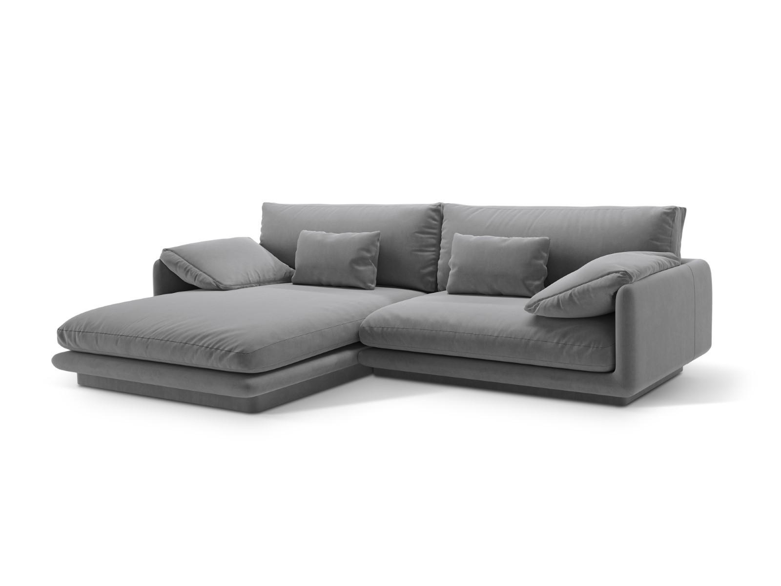 ECKSOFA links Torino aus Samt hellgrau 4 Sitzplätze - Hellgrau, Textil (170/250cm) - Micadoni