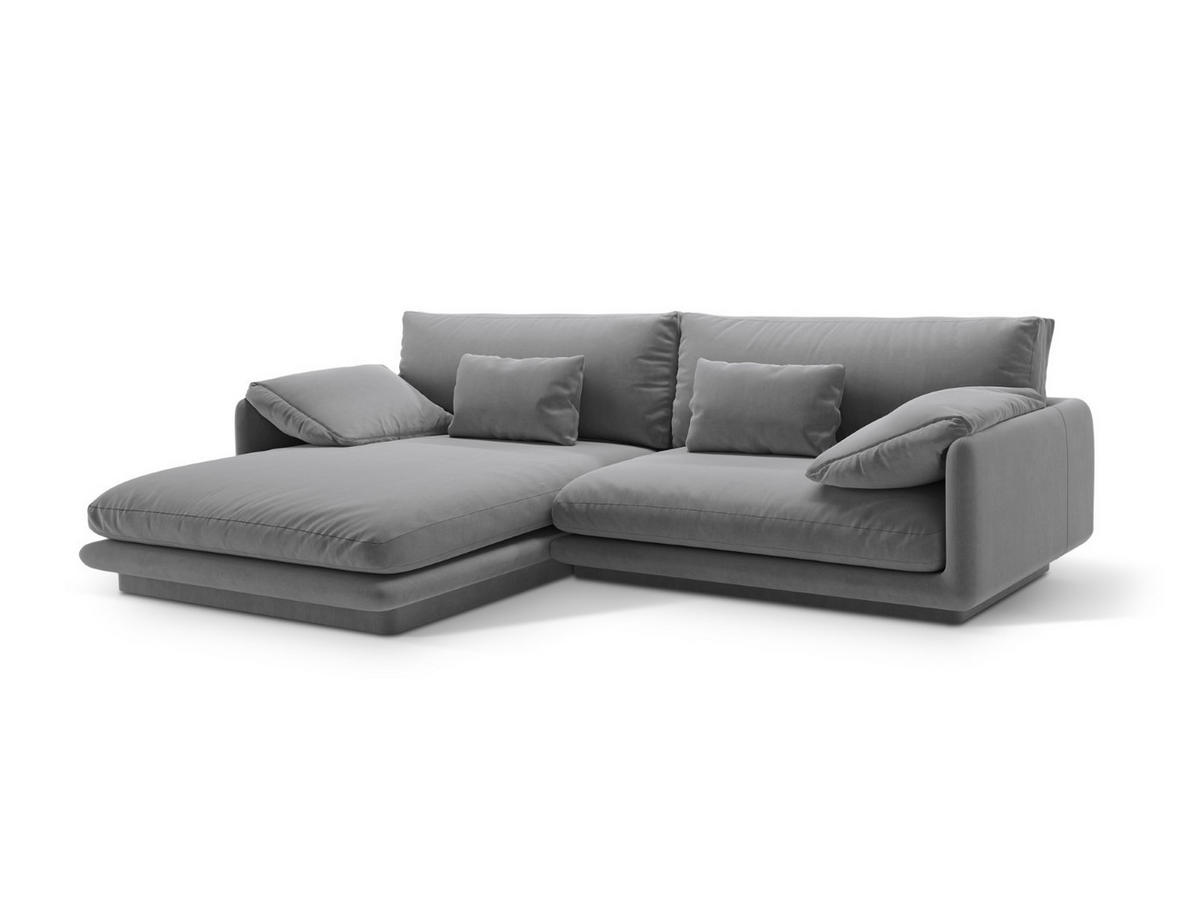 ECKSOFA links Torino aus Samt hellgrau 4 Sitzplätze - Hellgrau, Textil (170/250cm) - Micadoni