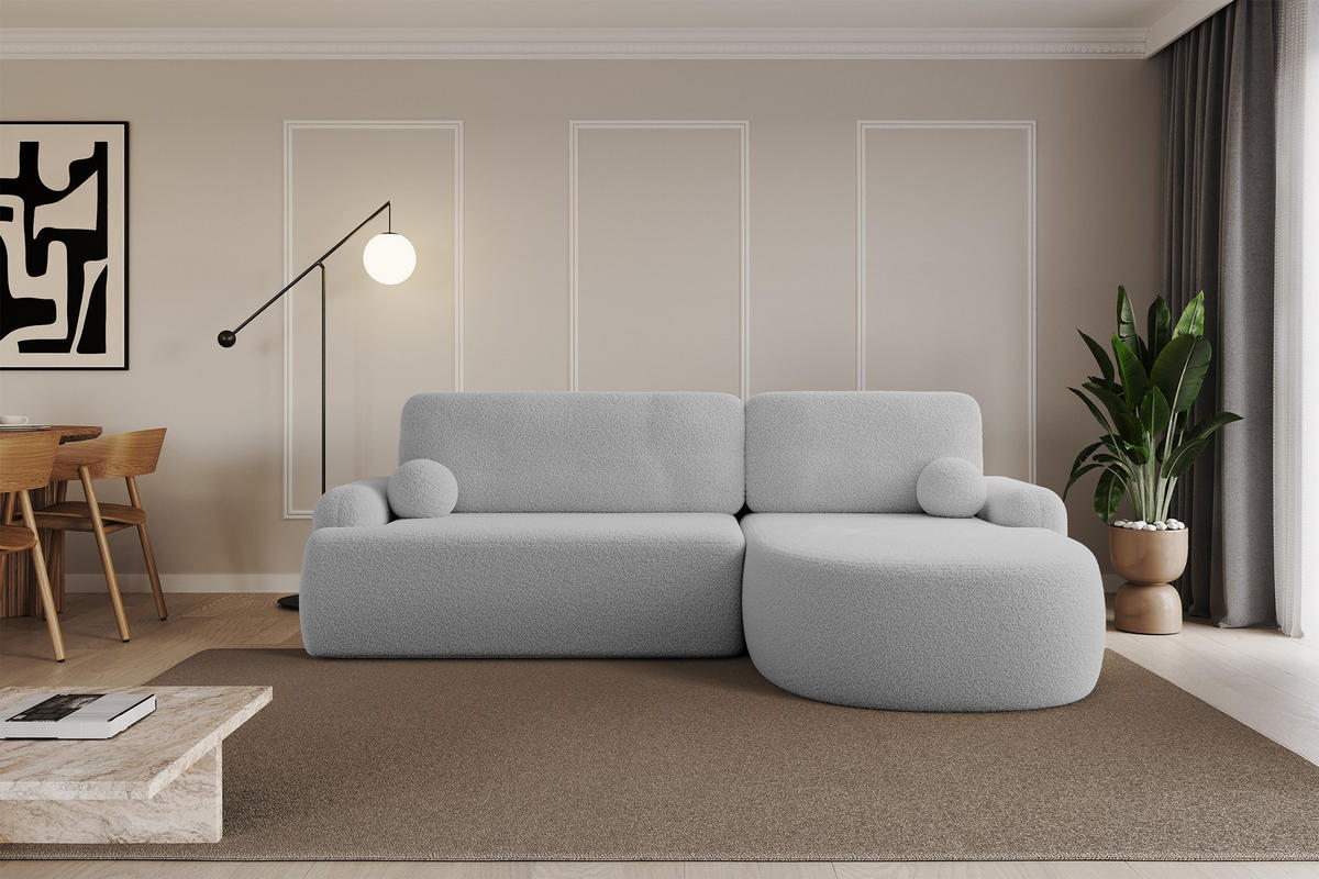 ECKSOFA mit Schlaffunktion und Bettkasten LIRA-L - 264x172x89 Hellgrau - Hellgrau, Holzwerkstoff/Textil (172/264cm) - ALTDECOR