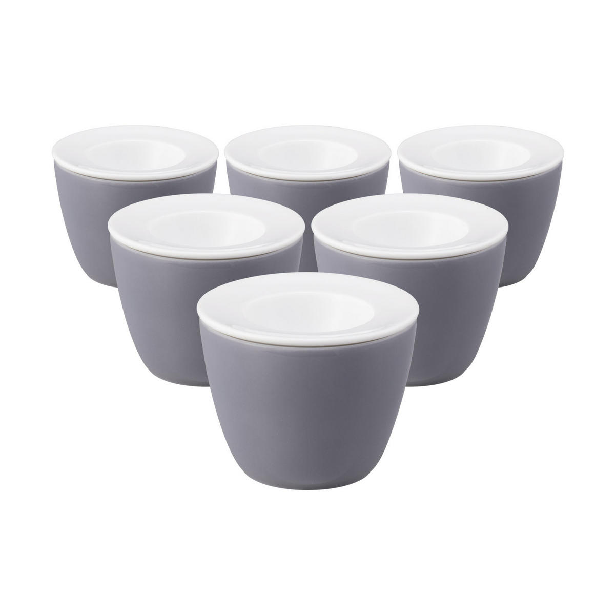 SNACK AND EGG Life Fashion Elegant Grey ø 6,8 cm 6er Set - Grau, Keramik (6.8/5.5/6.8cm) - Seltmann Weiden
