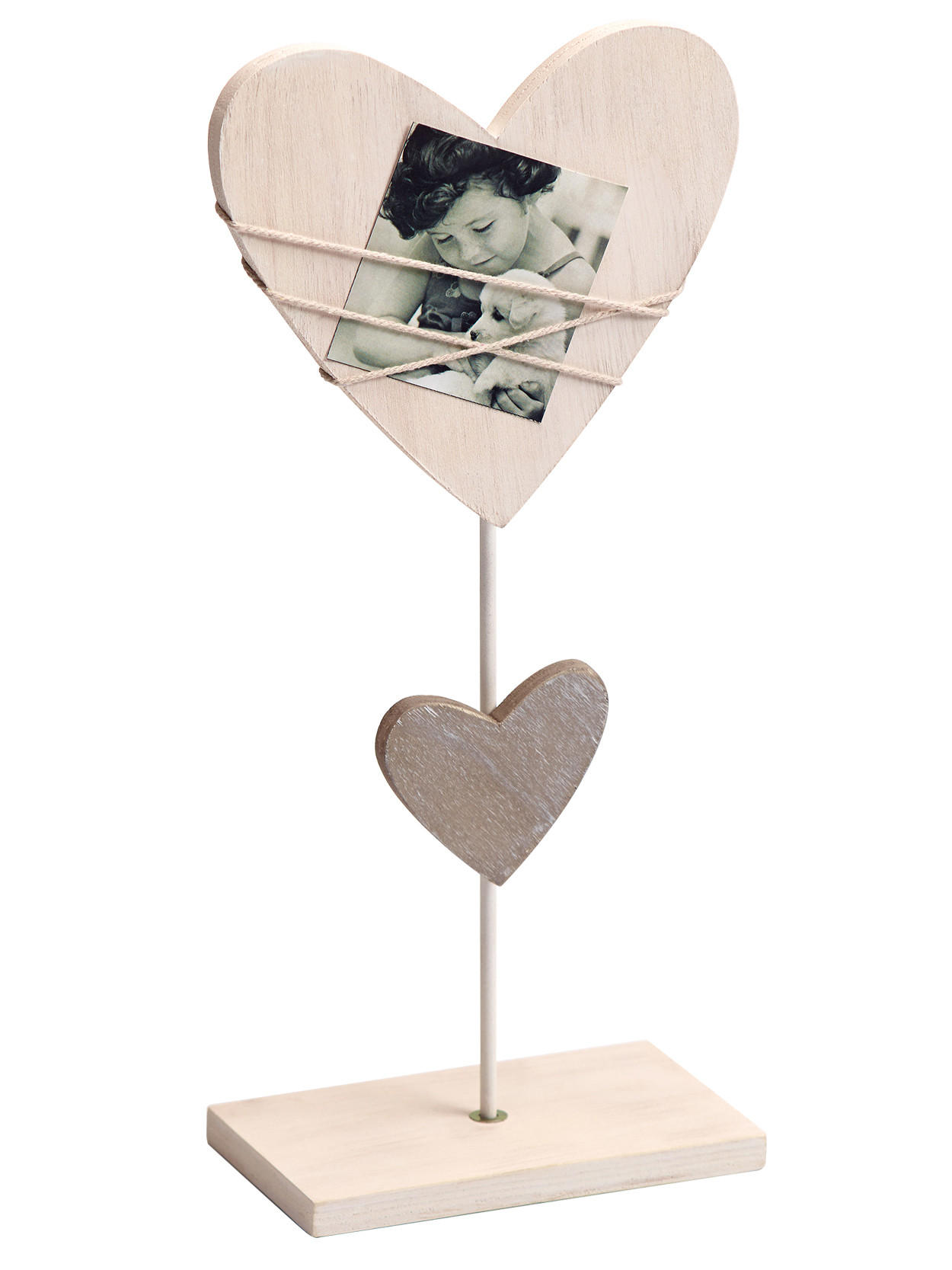 BILDERRAHMEN Bella Portraitr., weiss, Herzform mit Standfuss, für 1 Foto - Weiß, Holzwerkstoff (18/33/9cm) - EMIX24