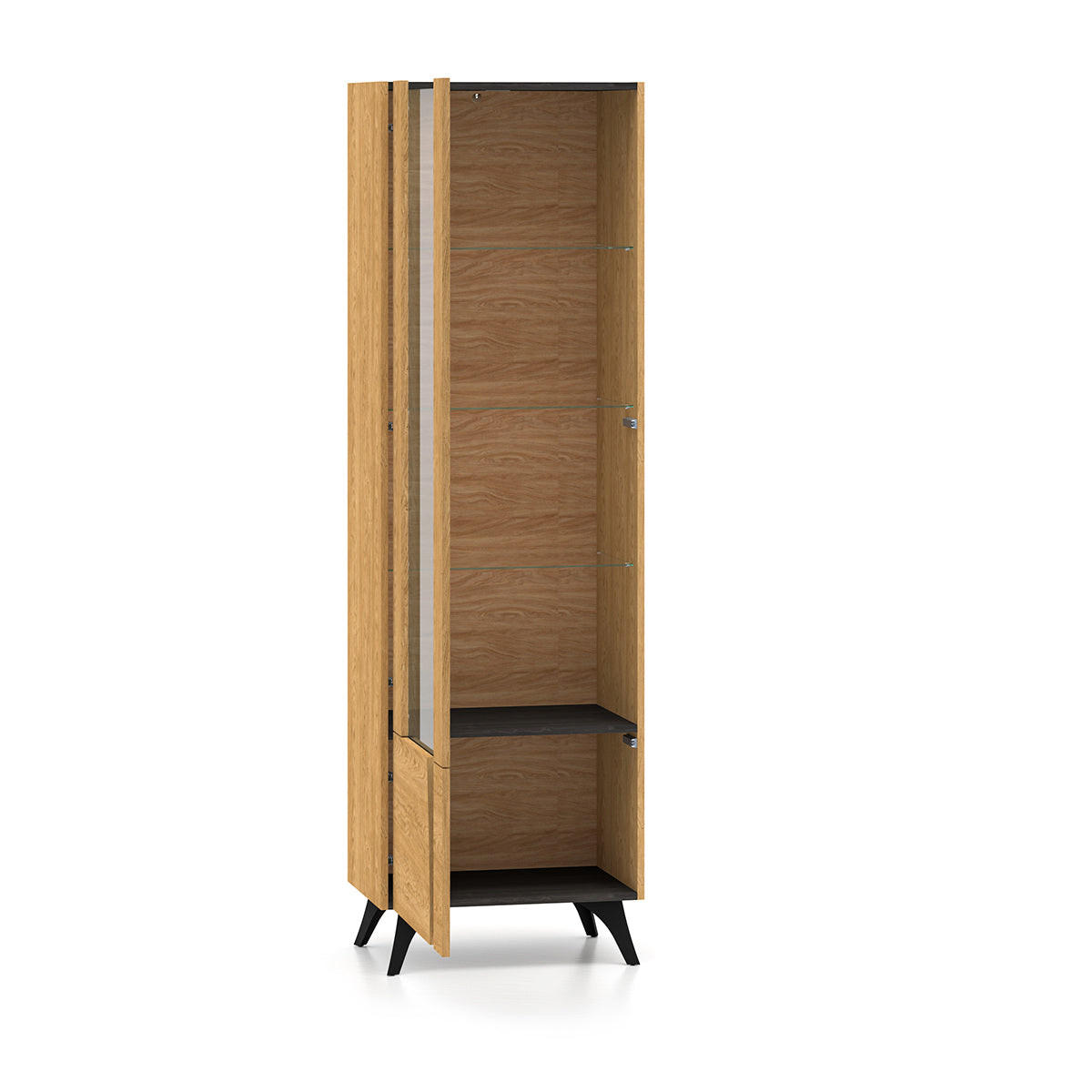 VITRINE Soah Holz und Schwarz - Schwarz, Holzwerkstoff (58/190/40cm) - Petits-meubles