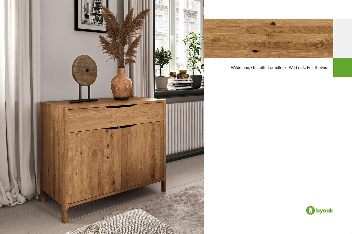 KOMMODE PAUL Wildeiche - Wildeiche, Holz (80/80/50cm) - byoak