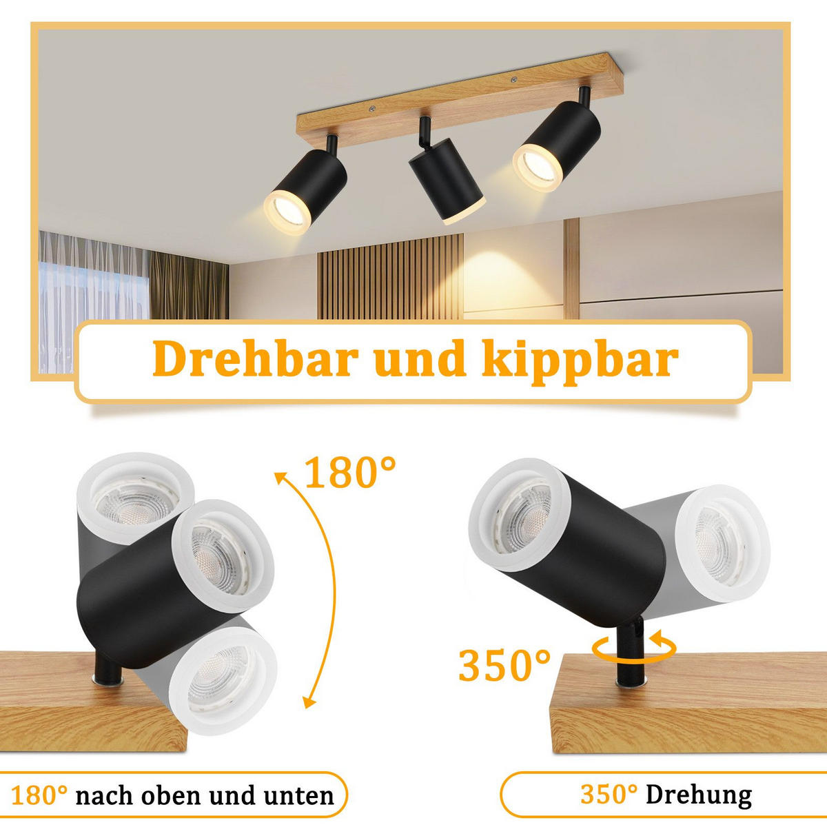 STRAHLER Recklinghausen 3-flammig 41/6/15 cm - Schwarz, Holz (41/6/15cm) - Nettlife