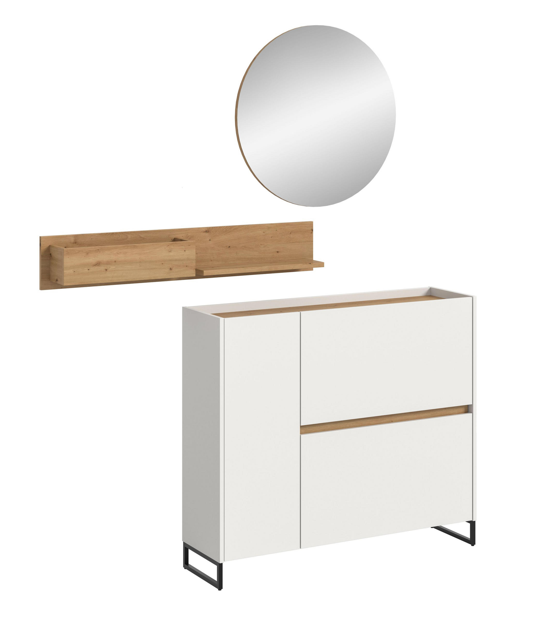 GARDEROBE Flow 3-tlg. (B/H/T: ca. 140/197/32 cm) in Weiß/weiß - Weiß, Holzwerkstoff (140/197/32cm) - Homes & Jones