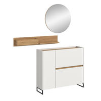 GARDEROBE Flow 3-tlg. (B/H/T: ca. 140/197/32 cm) in Weiß/weiß - Weiß, Holzwerkstoff (140/197/32cm) - Homes & Jones