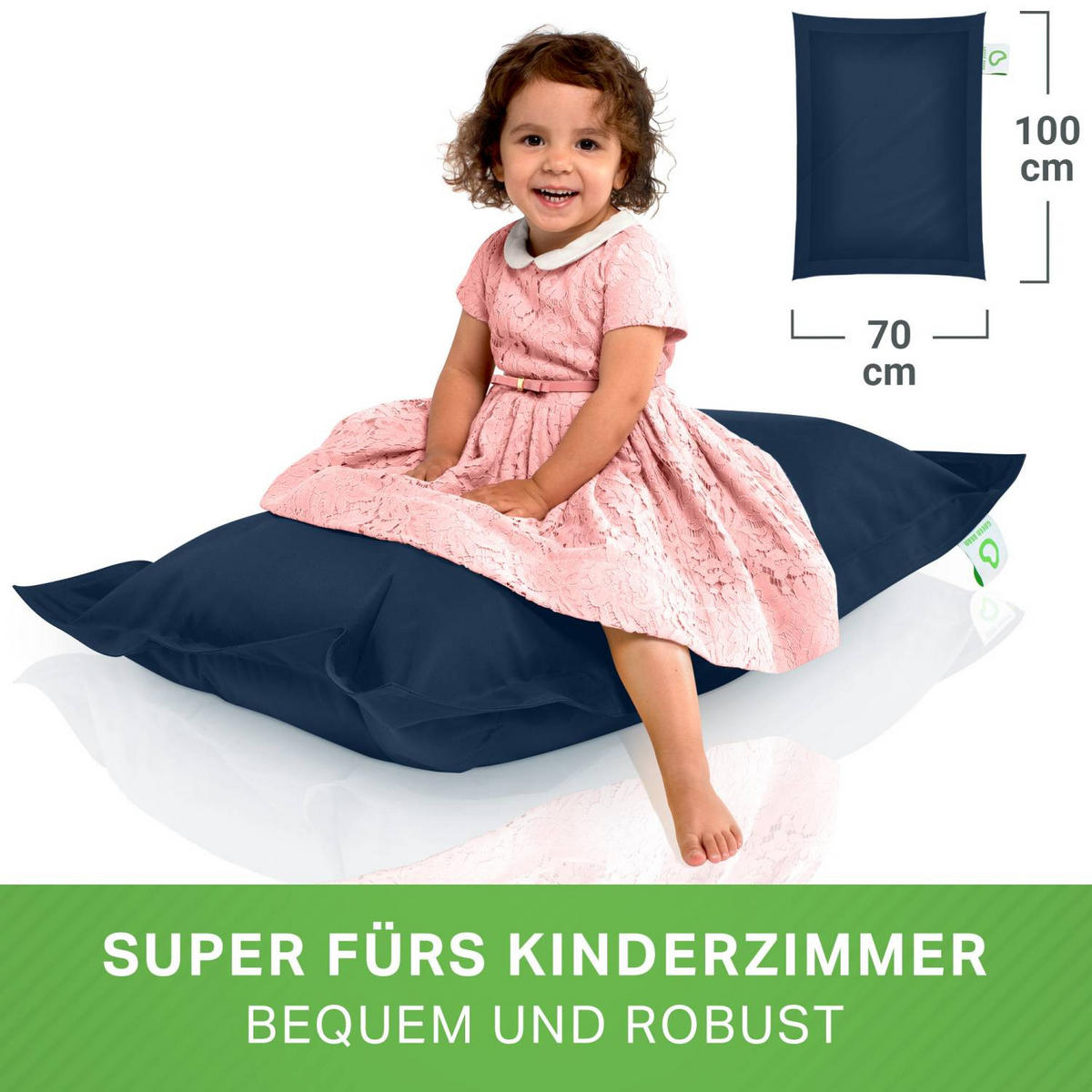 KINDER-SITZSACK 70x100cm - 70 Liter - Dunkelblau, Textil (70/10/100cm) - Green Bean