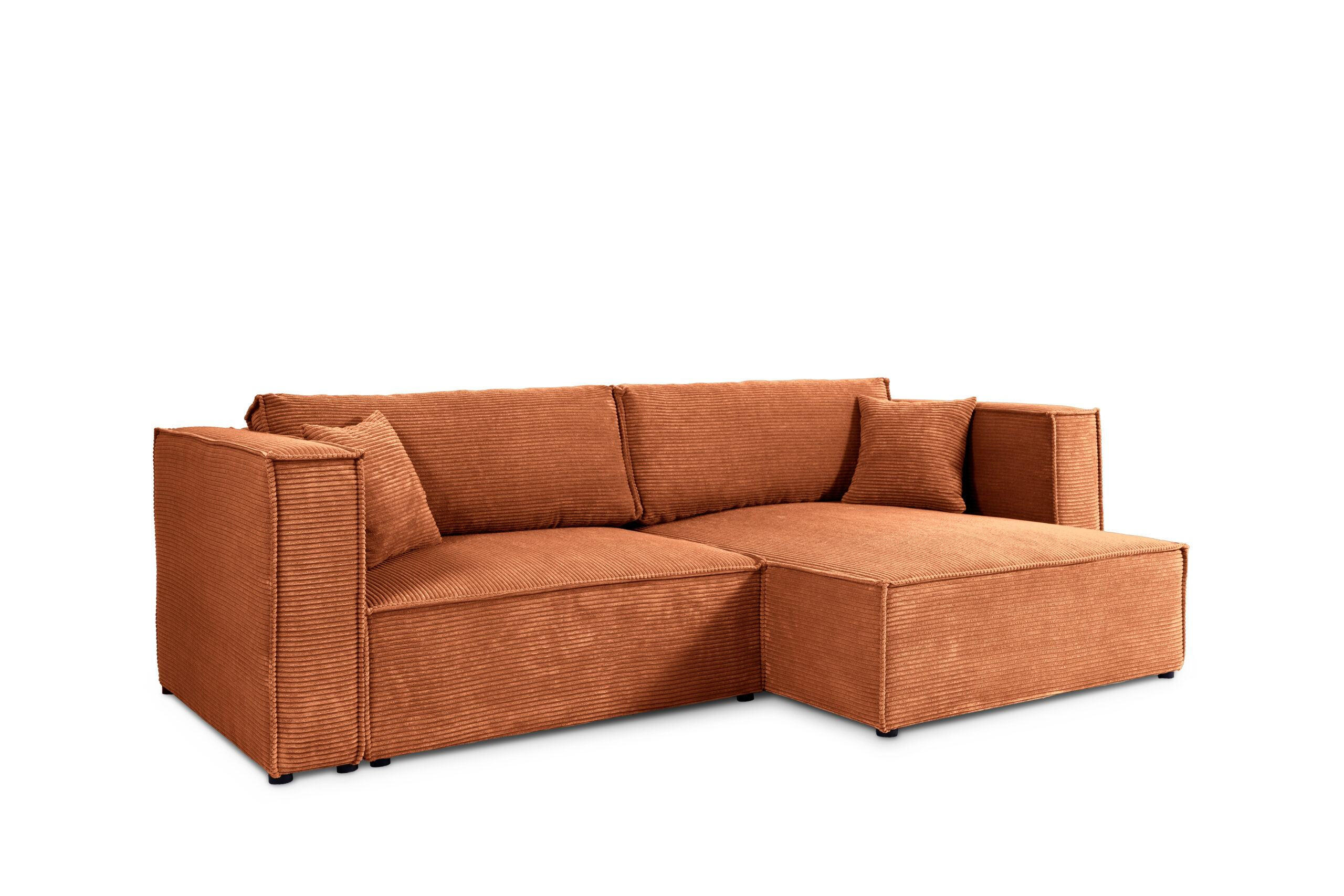 ECKSOFA mit Schlaffunktion Cord Kupfer - Orange, Textil (245/148cm) - Furnisell