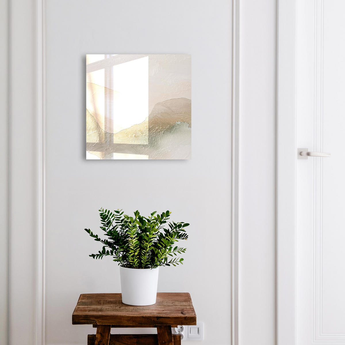 SCHLÜSSELBOX Weiß 30x30 cm – Türöffnung nach rechts - Harmonie der Natur - Beige, Metall (30/30/5cm) - TULUP