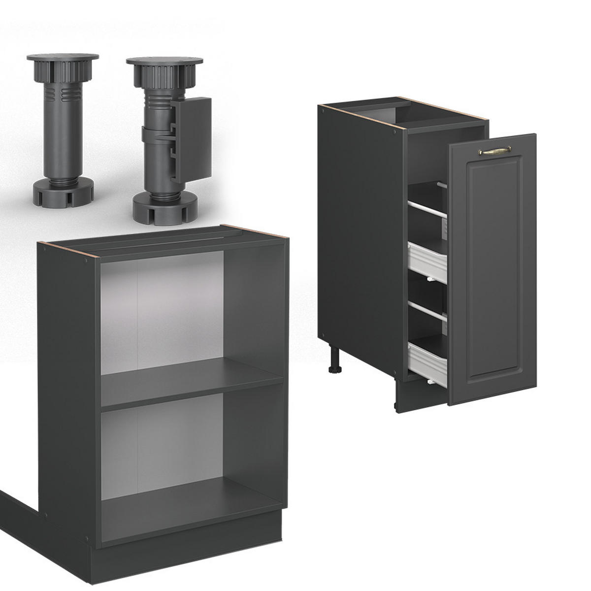 KUCHYŇSKÝ OSTROV Fame-Line Anthrazit-Gold Landhaus - antracitová, kompozitní dřevo (90/82/60cm) - Vicco