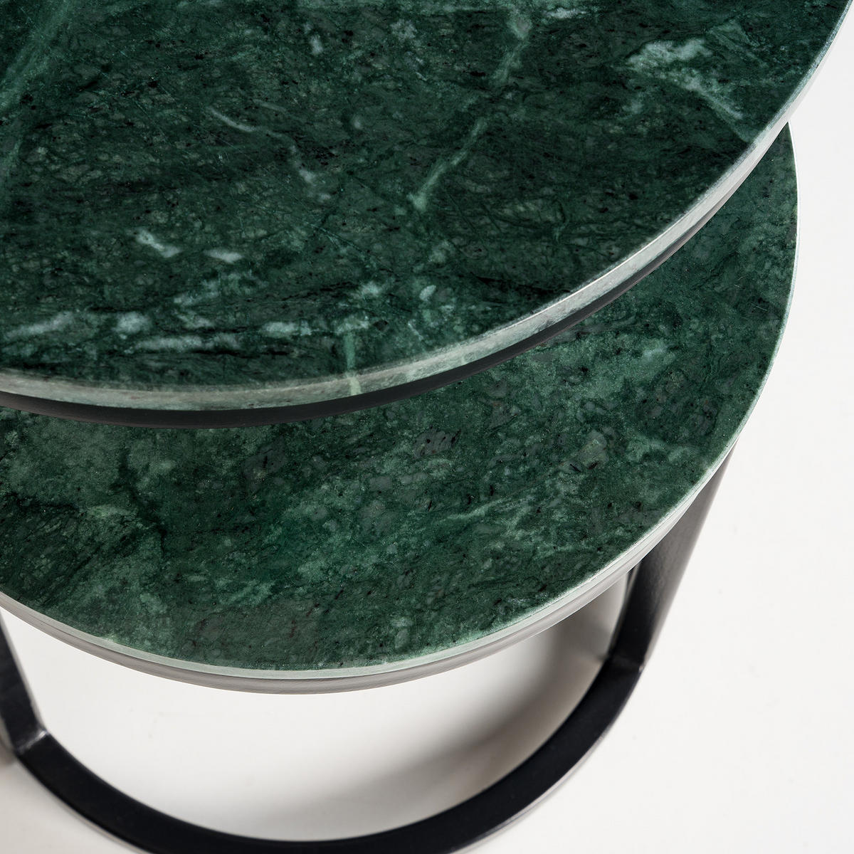 COUCHTISCH-SET - Marmor, 2-teilig - Dunkelgrün/Schwarz, Naturmaterialien (45/45/45cm) - home24