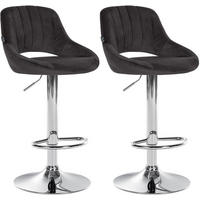 BARHOCKER 2er Set Samt schwarz - Chromfarben/Schwarz, Textil (47/85/48cm) - CLP