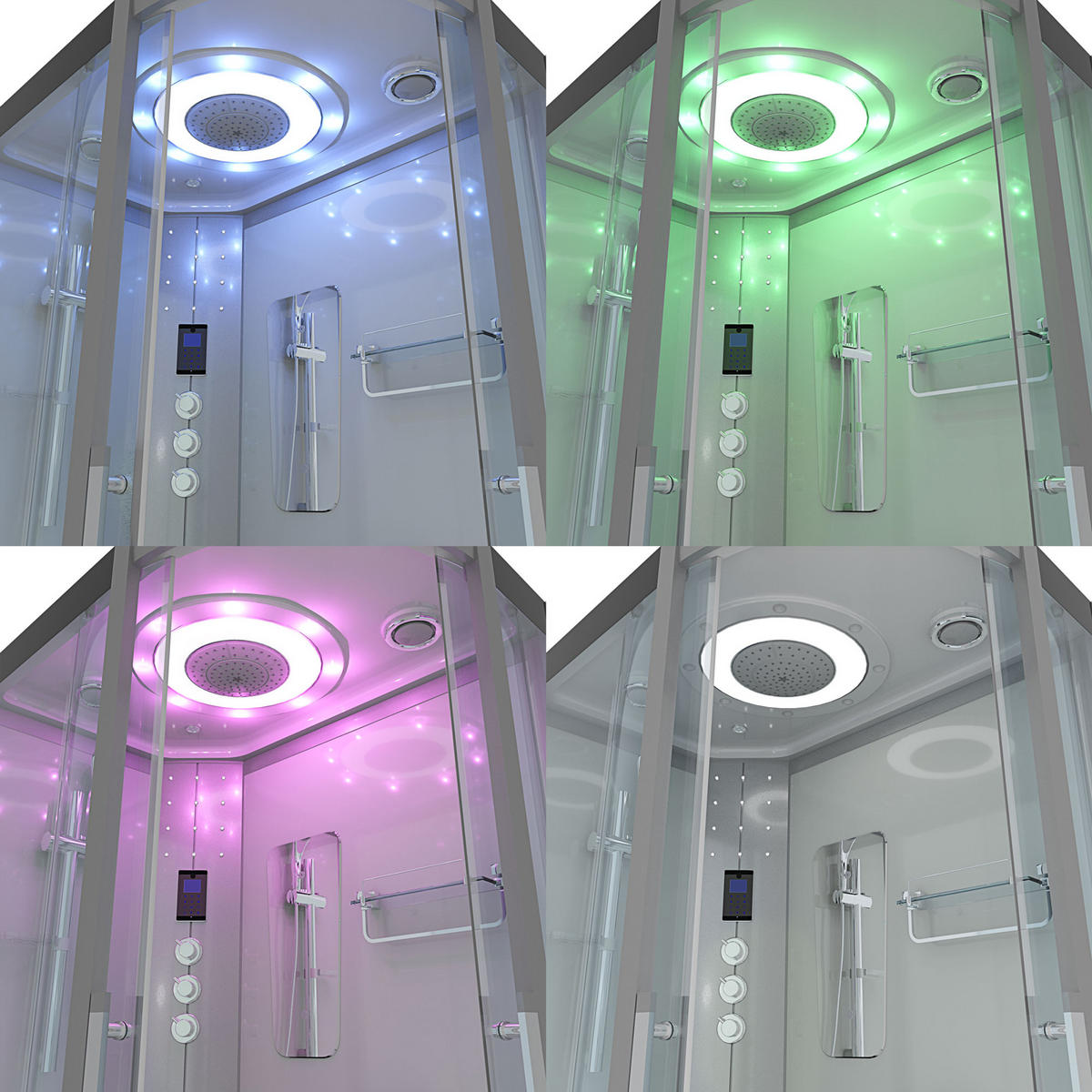 DUSCHE DampfduscheD60-70T3R Weiß 80x120 - Weiß, Glas/Kunststoff (80/120/215cm) - AcquaVapore by Sandra Jentho