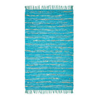 LEDERTEPPICH Glitter geflochten 120/180 cm - Türkis, Leder (120/180cm) - Homescapes