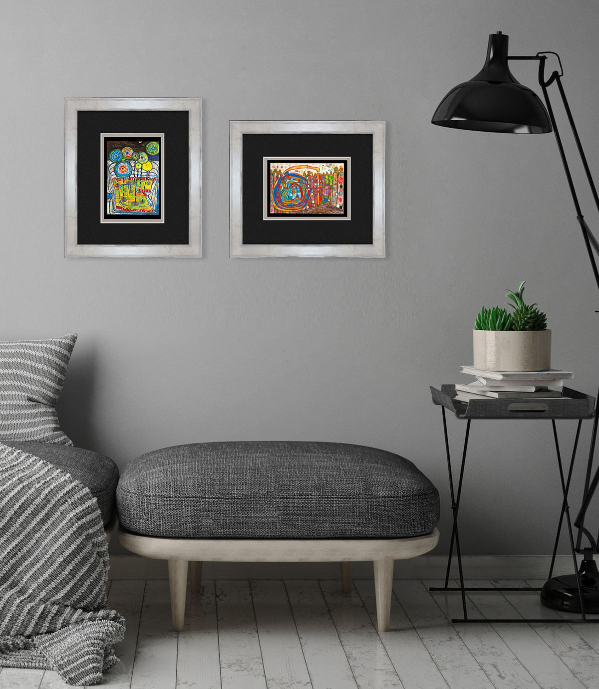 BILD gerahmt 30x35 cm Friedensreich Hundertwasser „Who has eaten all my windows“ - Multicolor, Holz (30/35cm) - artissimo