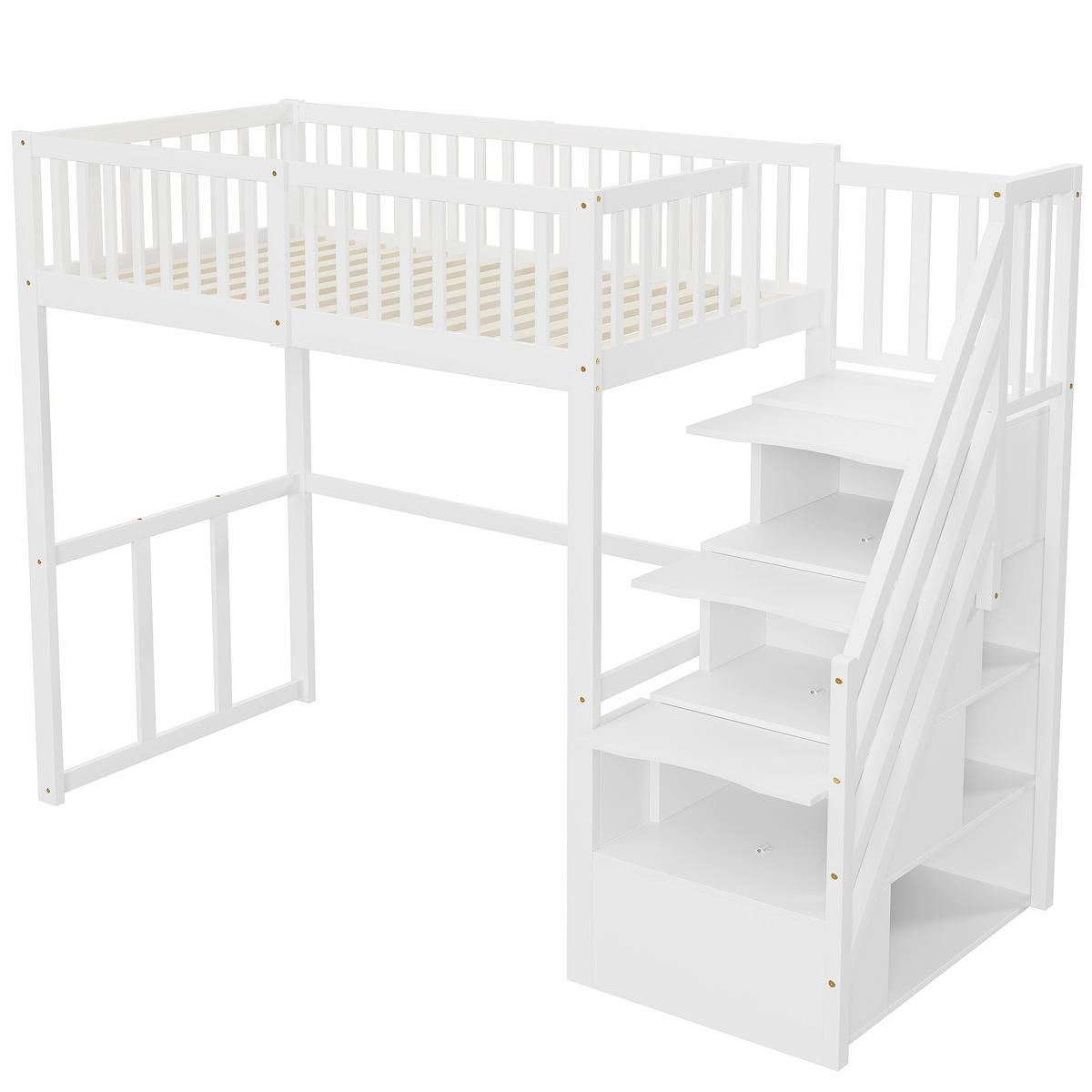 HOCHBETT 90x200 cm Treppe Holz weiß - Weiß, Holz (90/200cm) - Fortuna Lai