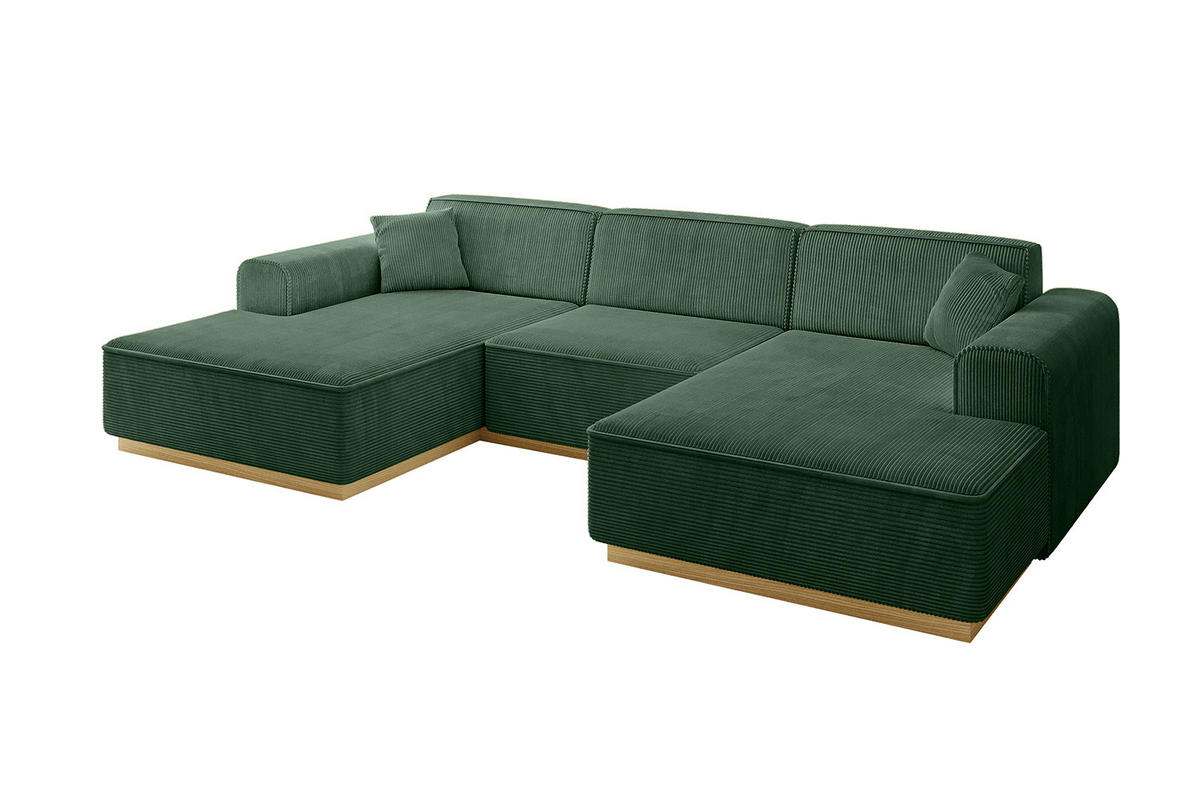 WOHNLANDSCHAFT IREA-U1-v2 - 297x165x81 cm Grün - Grün, Holzwerkstoff/Textil (297/81/165cm) - ALTDECOR