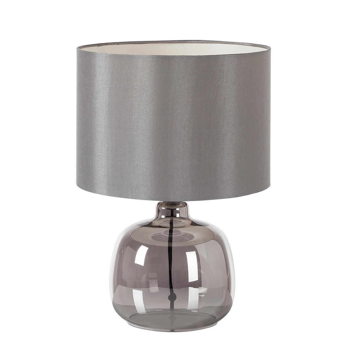 TISCHLEUCHTE - Glas / Baumwollstoff, 1-flammig - Grau, Textil (26/26/37cm) - home24