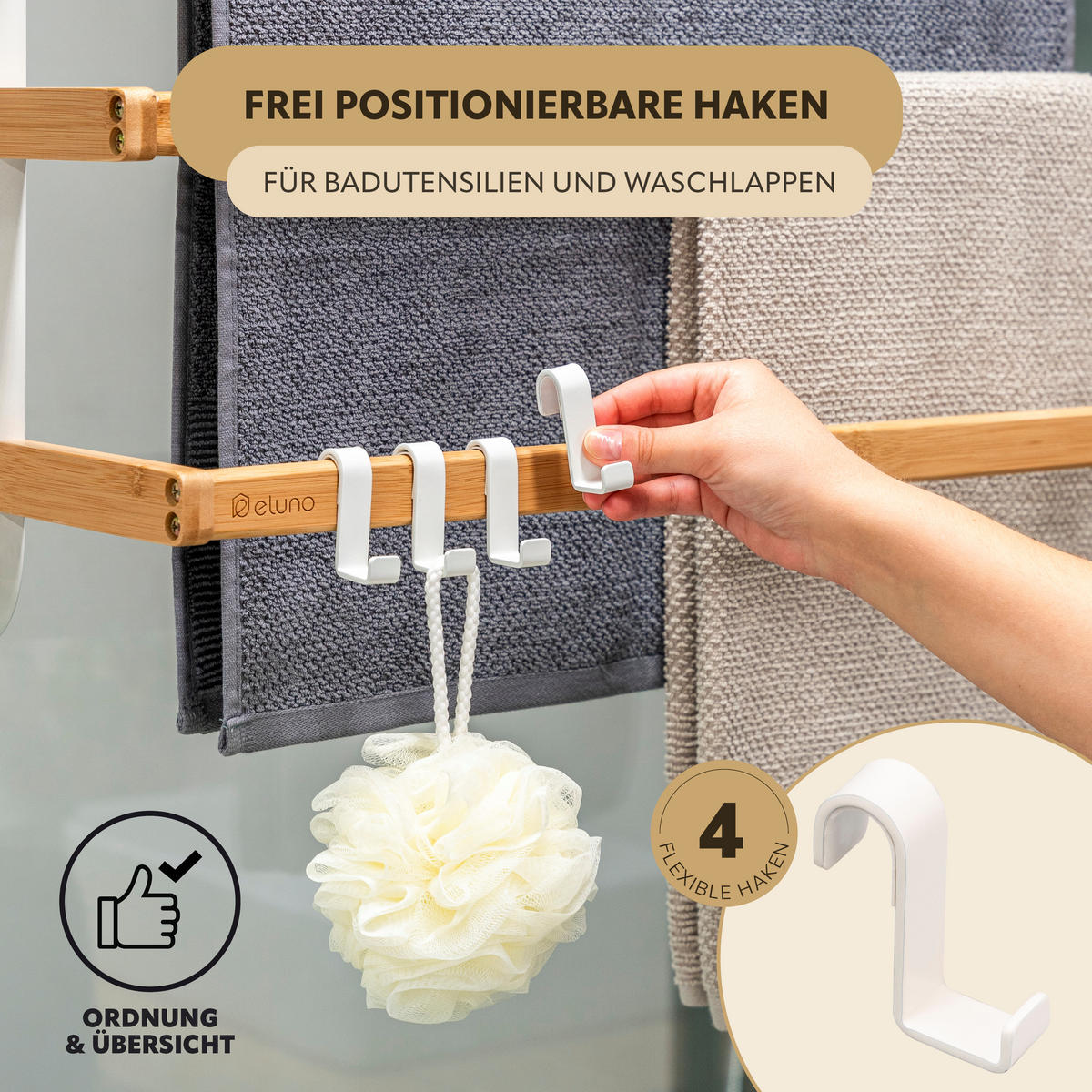 HANDTUCHHALTER, weiß - Weiß, Holz (63.5/77.5/21cm) - eluno