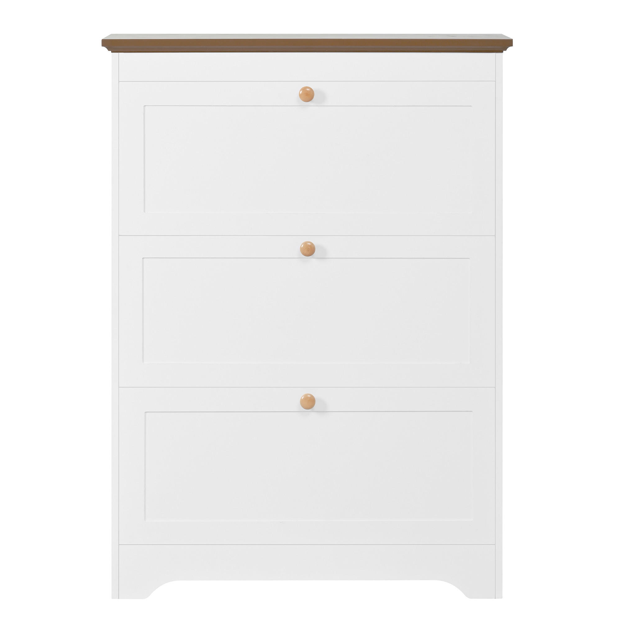 SCHUHSCHRANK Weiß 87/26/120 cm mit 3 Klappen - Weiß, Holzwerkstoff (87/120/26cm) - PANGIVO