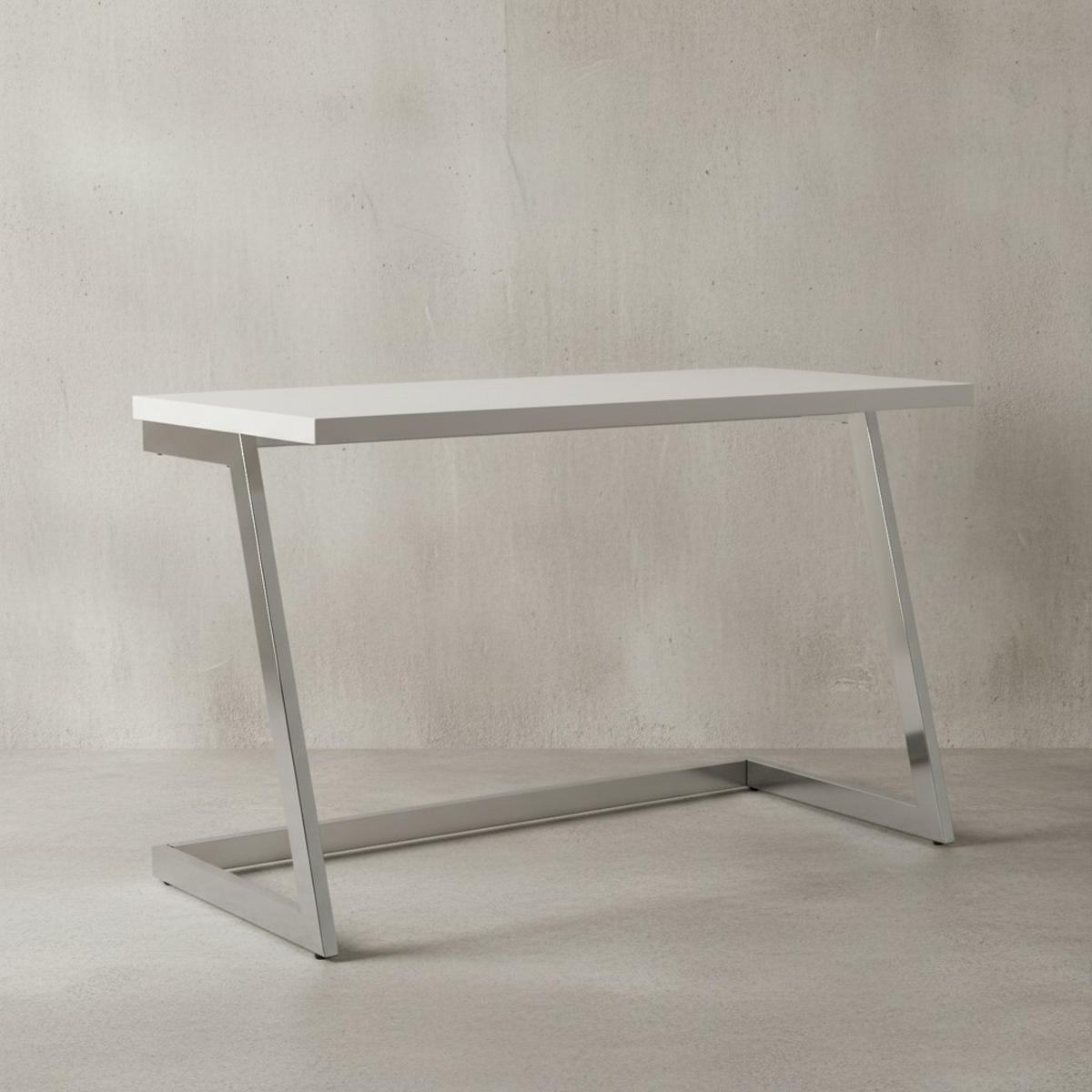 SCHREIBTISCH Hochglanz Metallgestell SARNOT, Silber 120x55x76 cm - Silberfarben, Holz/Metall (55/120/76cm) - KADIMA DESIGN