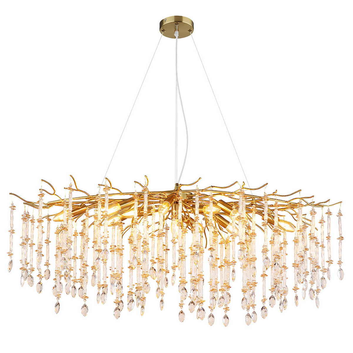 KRONLEUCHTER GLORIA Metall Gold Kristall - Goldfarben, Glas (120/50/120cm) - Globo Lighting