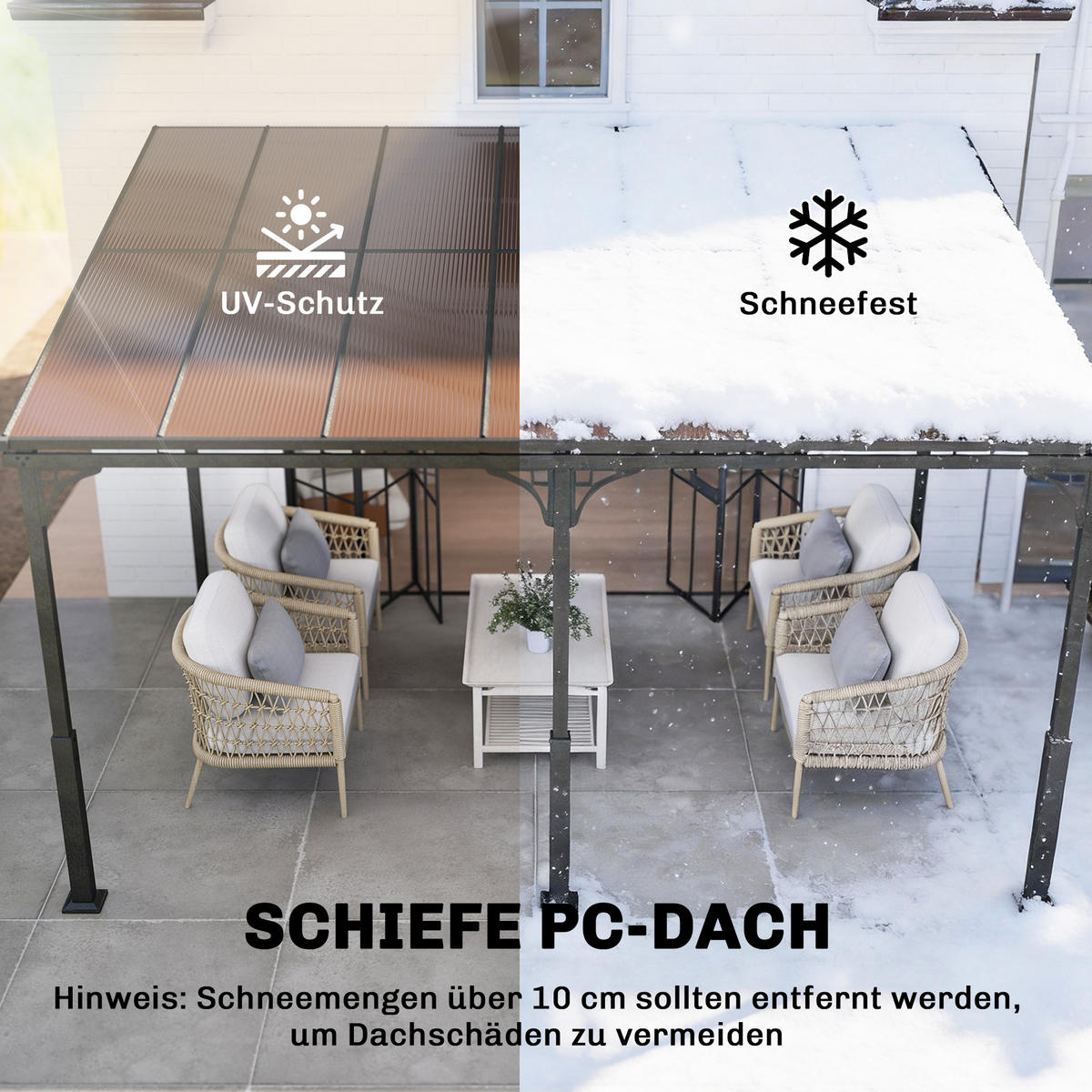 ANBAUPAVILLON Metall Polycarbonat Braun - Braun, Metall (300/260/400cm) - Outsunny