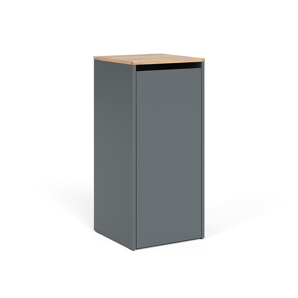 BADSCHRANK Viktor Anthrazit/Goldkraft Eiche 40.2 x 88.2 cm mit Wäschkorb - Honigeiche/Anthrazit, Holzwerkstoff (40.2/88.2/40.5cm) - Vicco