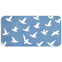 WC PŘEDLOŽKA Ptáci - bílá - vzor 120x60 cm - modrá, textil/plast (120/1cm) - OnlyWow