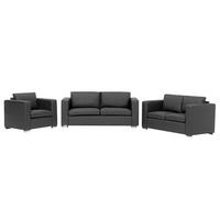 SOFA-SET 6-sitzer Leder Schwarz Helsinki - Schwarz, Leder/Kunststoff (186/72/76cm) - Beliani