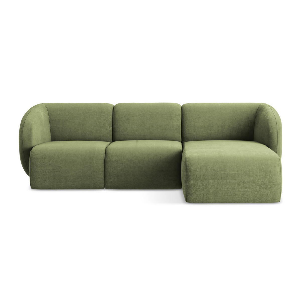 ECKSOFA Rechts Chenille Stoff Grün - Schwarz/Grün, Holzwerkstoff/Kunststoff (248/166cm) - LaMiaSofa