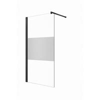 WALK-IN-DUSCHWAND 140 × 200 cm – Teilsatiniertes ESG-Sicherheitsglas – Schwarz - Schwarz, Glas (10/140/200cm) -  Glaswerk Westfalen