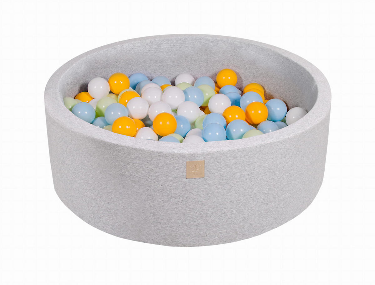 BÄLLEBAD für Kinder, Cotton, Hellgrau - Hellgrau/Weiß, Textil (90/90/30cm) - MeowBaby