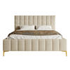 POLSTERBETT Szejlo Beige Chenille 160 cm - Beige/Goldfarben, Textil/Metall (160/200cm) - Selsey