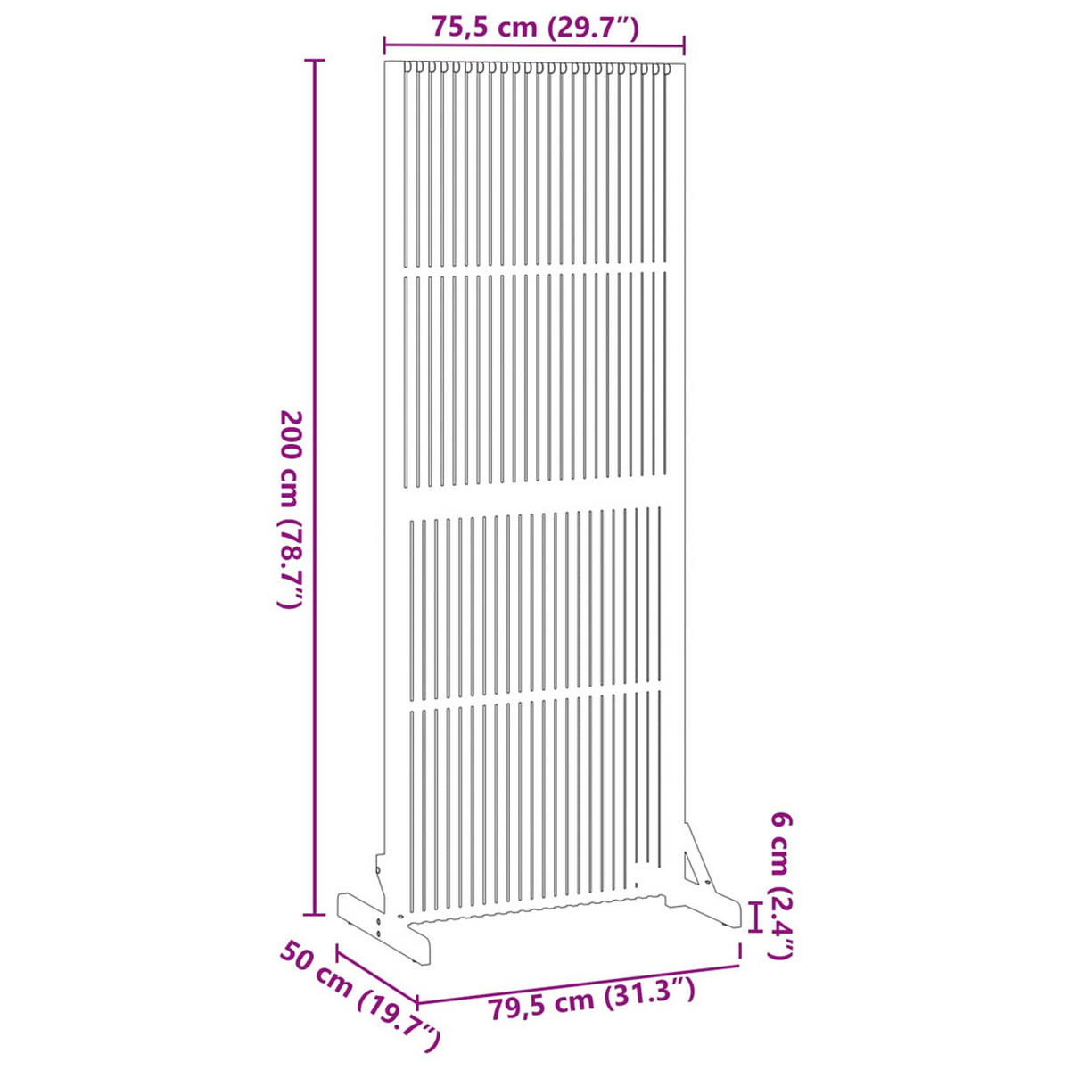 SICHTSCHUTZ Braun 79.5/50/200 Cm Massivholz Akazie - Braun, Holz (50/200/79.5cm) - vidaXL