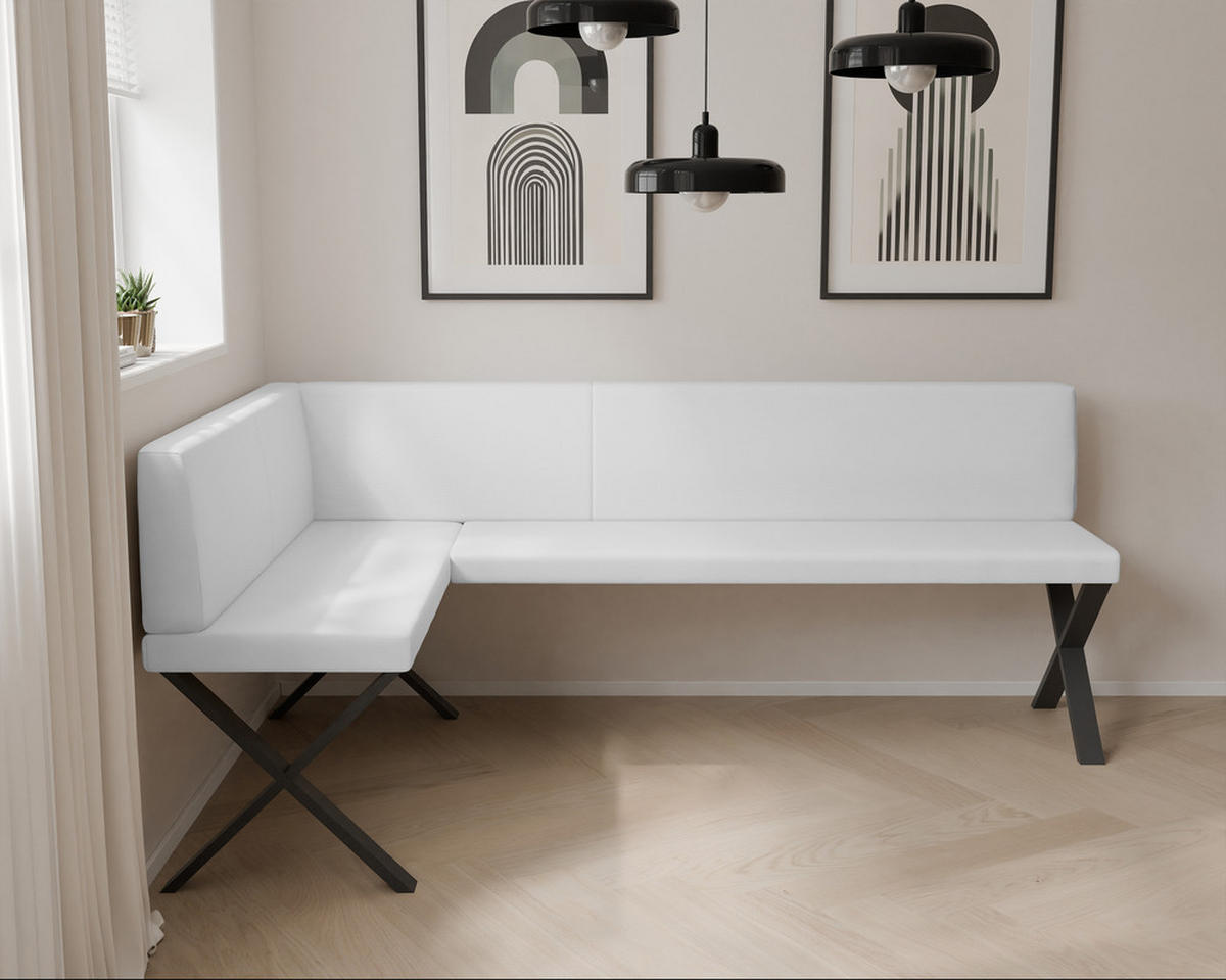 ECKBANK links VERO X Kunstleder glatt, 128/168 cm Weiß - Weiß, Kunststoff/Textil (128/168cm) - Idohome
