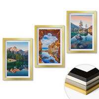 WANDBILDER 3er Set - 20x30 cm Goldrahmen - Spiegelungen der Felsen in Bergseen - Goldfarben, Kunststoff (20/30cm) - ArtPrintCave