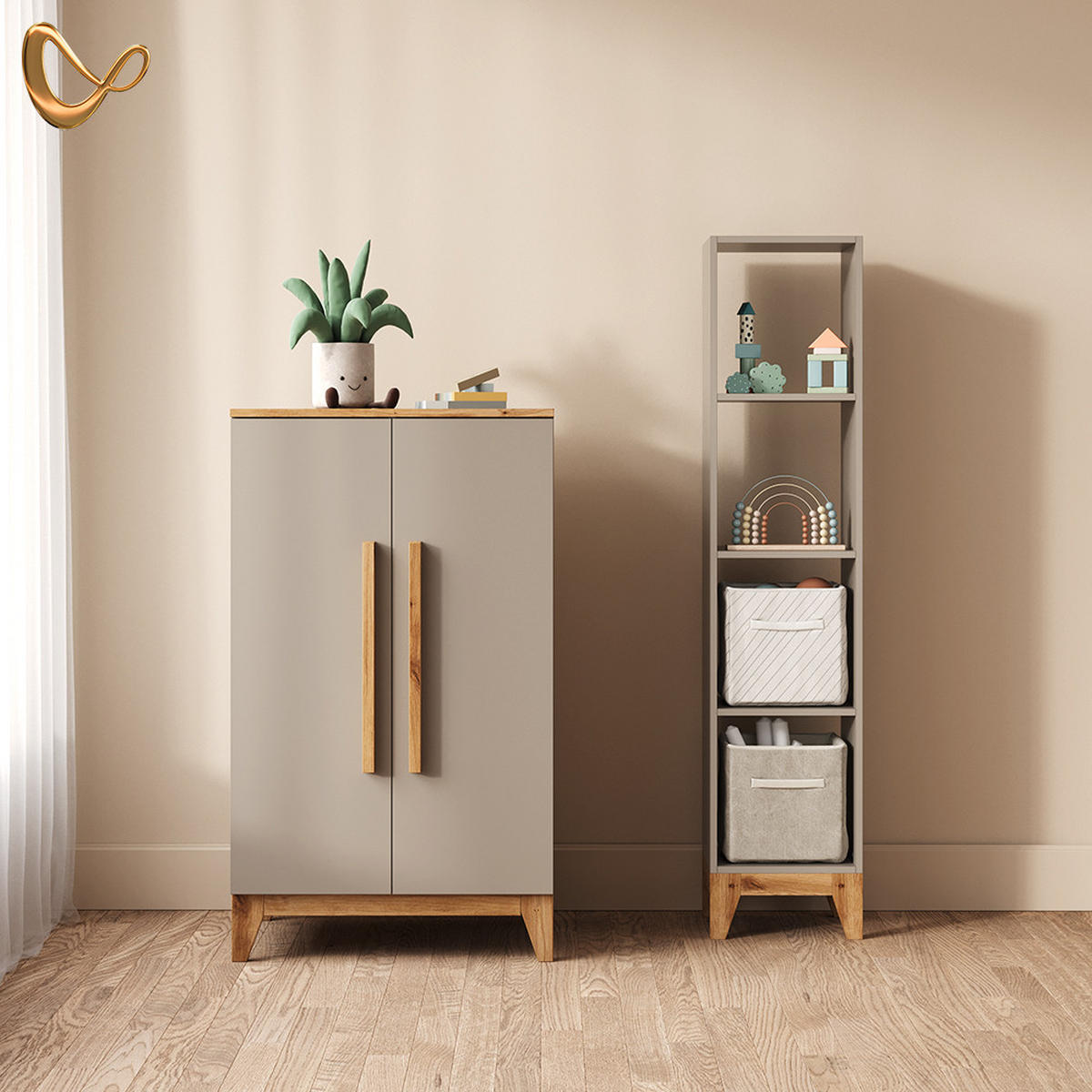 KINDERKLEIDERSCHRANK Mailo Cashmere/Artisan 70 x 120 cm - Kaschmir/Eiche Artisan, Holzwerkstoff (70/120/53.4cm) - Livinity®