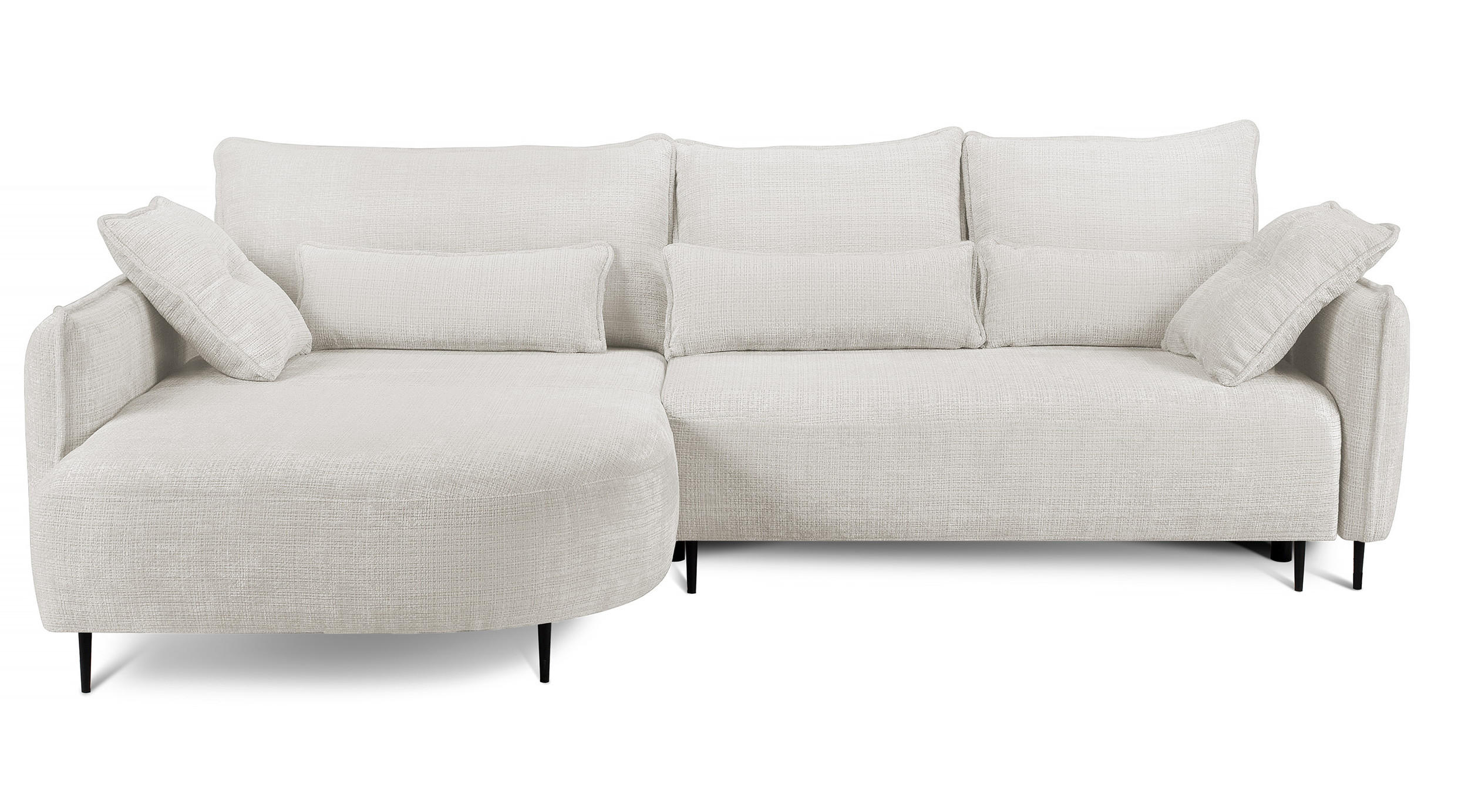 ECKSOFA Oblivio Cremeweiß Chenille - Creme/Schwarz, Textil/Metall (285/200cm) - Selsey