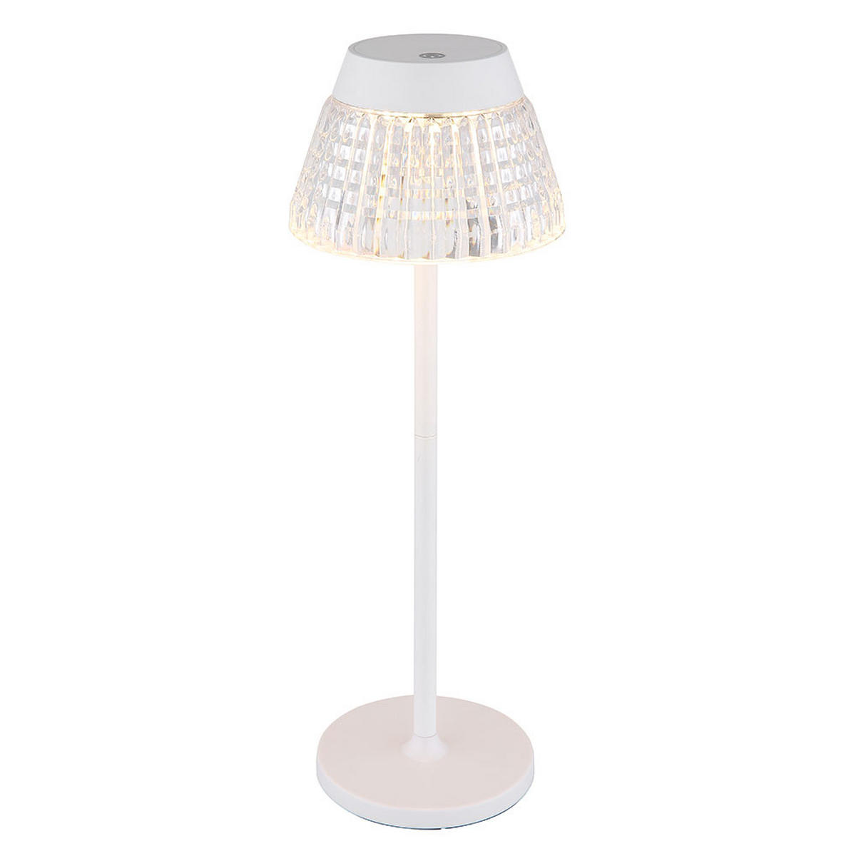 LED TISCHLEUCHTE Lora Weiß Acrylkristalle - Weiß, Metall (13.5/13.5/38cm) - Globo Lighting