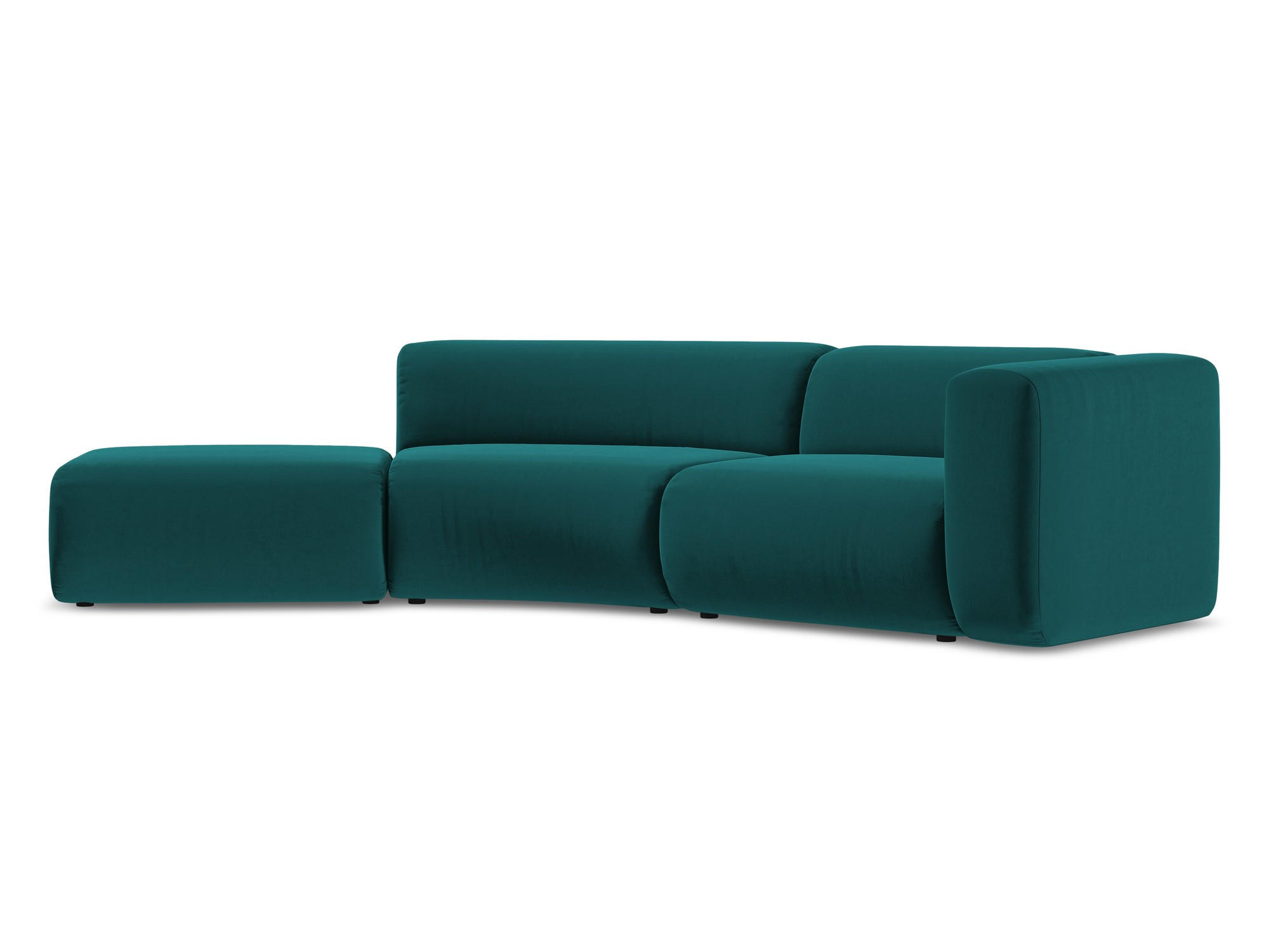 4-SITZER-SOFA Samt Stoff Blau - Blau/Petrol, Kunststoff/Textil (335/70/166cm) - Makamii