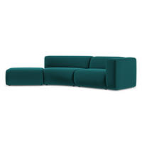 4-SITZER-SOFA Samt Stoff Blau - Blau/Petrol, Kunststoff/Textil (335/70/166cm) - Makamii
