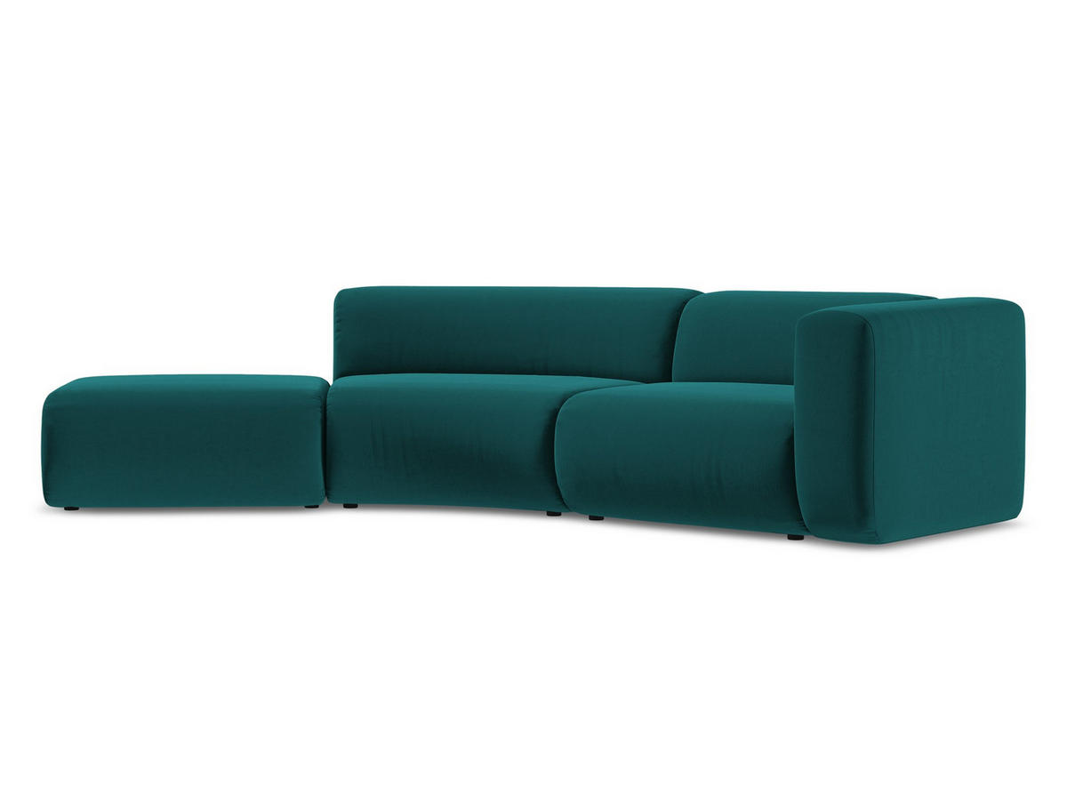 4-SITZER-SOFA Samt Stoff Blau - Blau/Petrol, Kunststoff/Textil (335/70/166cm) - Makamii
