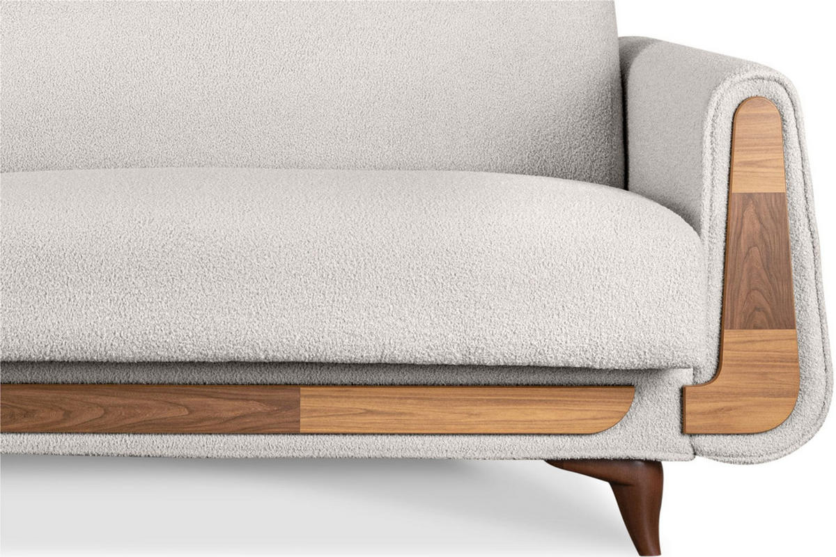 3-SITZER-SCHLAFSOFA GUSTAVO mit Armlehnen, weiß - Braun/Weiß, Holz/Holzwerkstoff (230/98/98cm) - KONSIMO®
