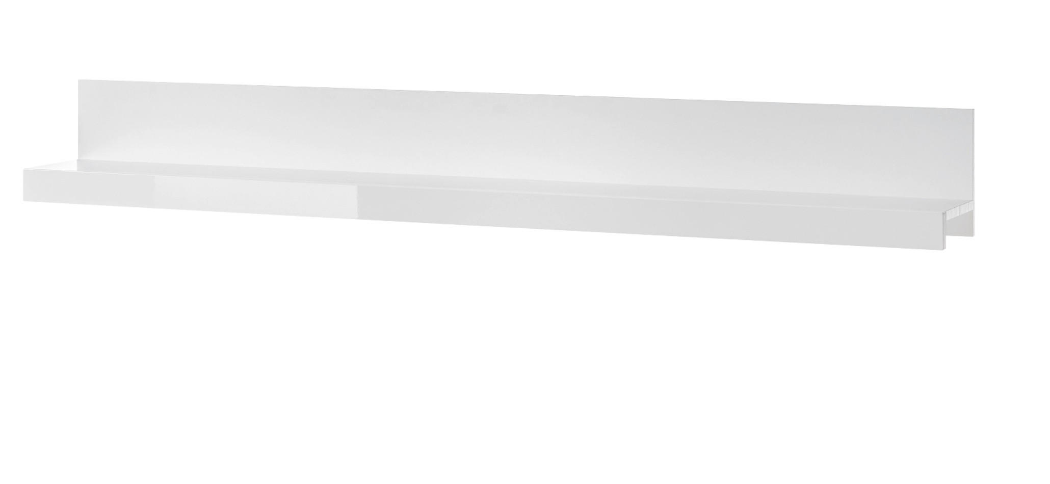 WANDBOARD weiß Hochglanz, Wandregal 180 cm - Weiß Hochglanz, Holzwerkstoff (180/22/20cm) - Furn.Design